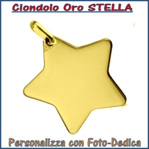 ciondolo oro stella da incidere con fotoincisione medaglia collana personalizzato personalizzazione incisione