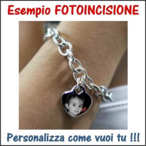 fotoincisione ciondolo, charm, pendente, medaglia, bracciale, collana, anello, orecchini, personalizzare, incidere